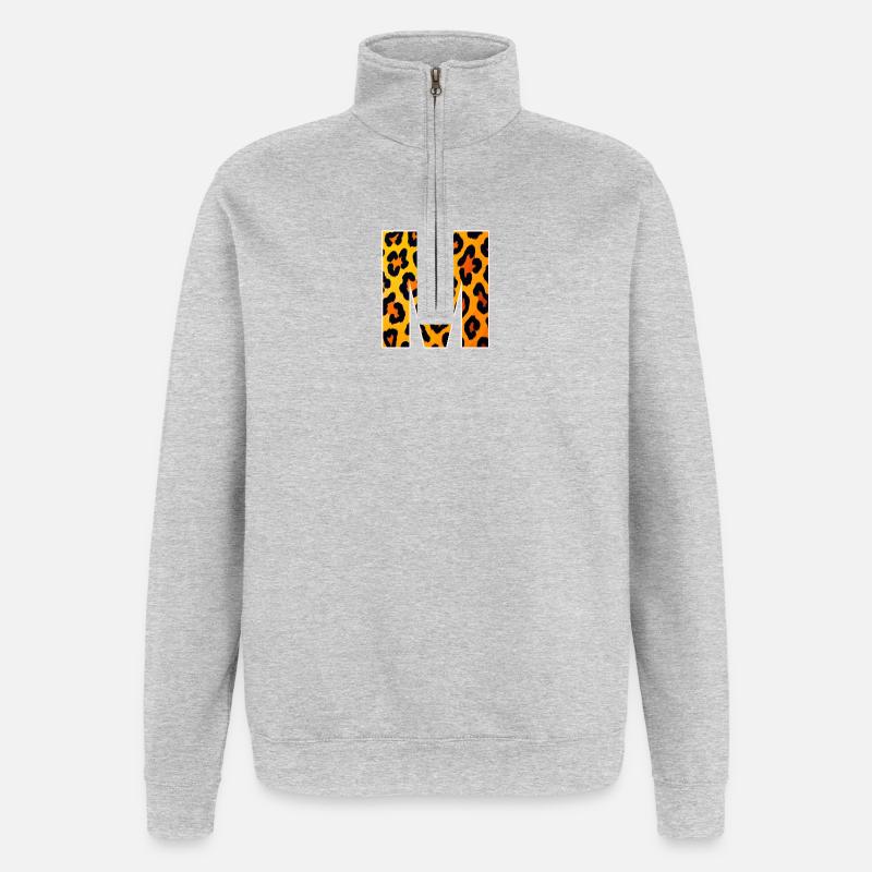 Leopard M Buchstabe - Quarter-Zip-Sweatshirt - Grau meliert