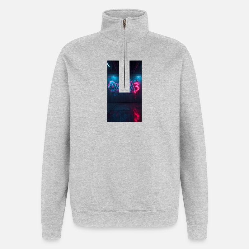 Omega3 Neon Graffiti - Quarter-Zip Sweatshirt - heather grey