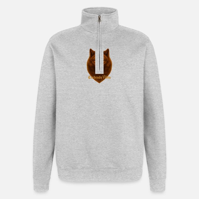 Empty Credendo Wolf - Quarter-Zip Sweatshirt - heather grey