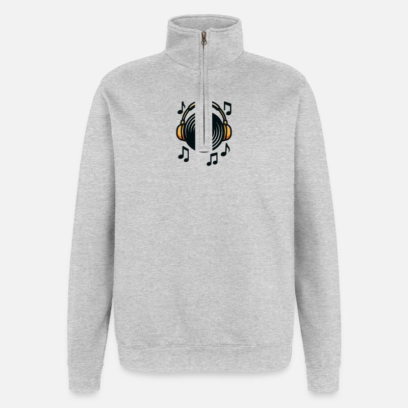 Vinyle et sillon pour casque - Sweat à zip 1/4 - gris chiné