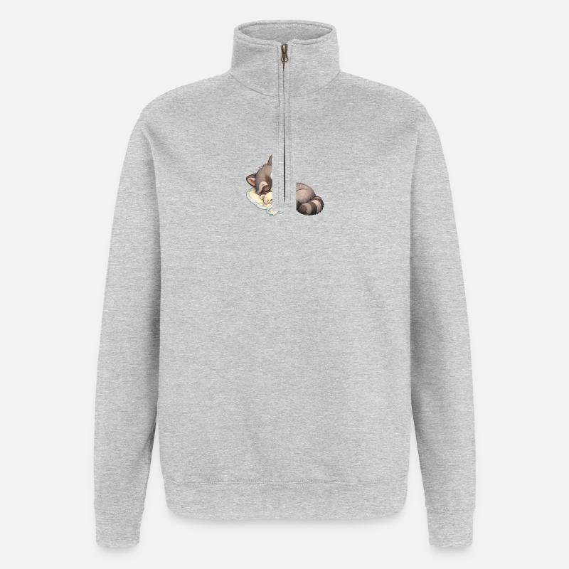 Bébé Oskar avec couette - Sweat à zip 1/4 - gris chiné