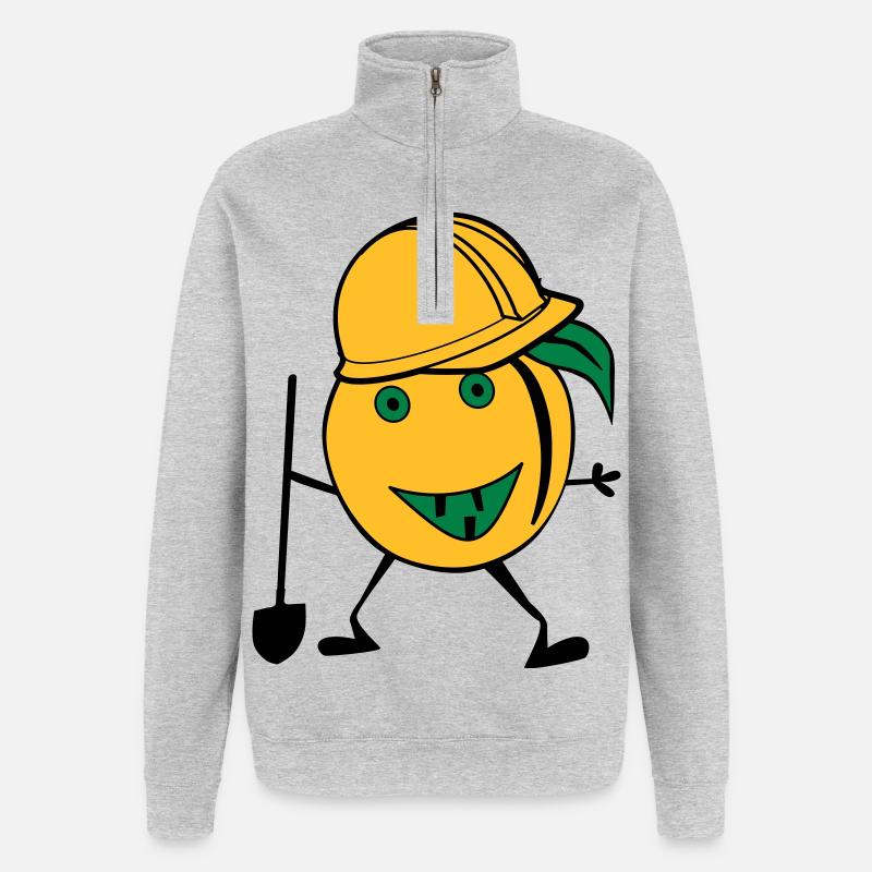 travailleur de la construction d'orange - Sweat à zip 1/4 - gris chiné