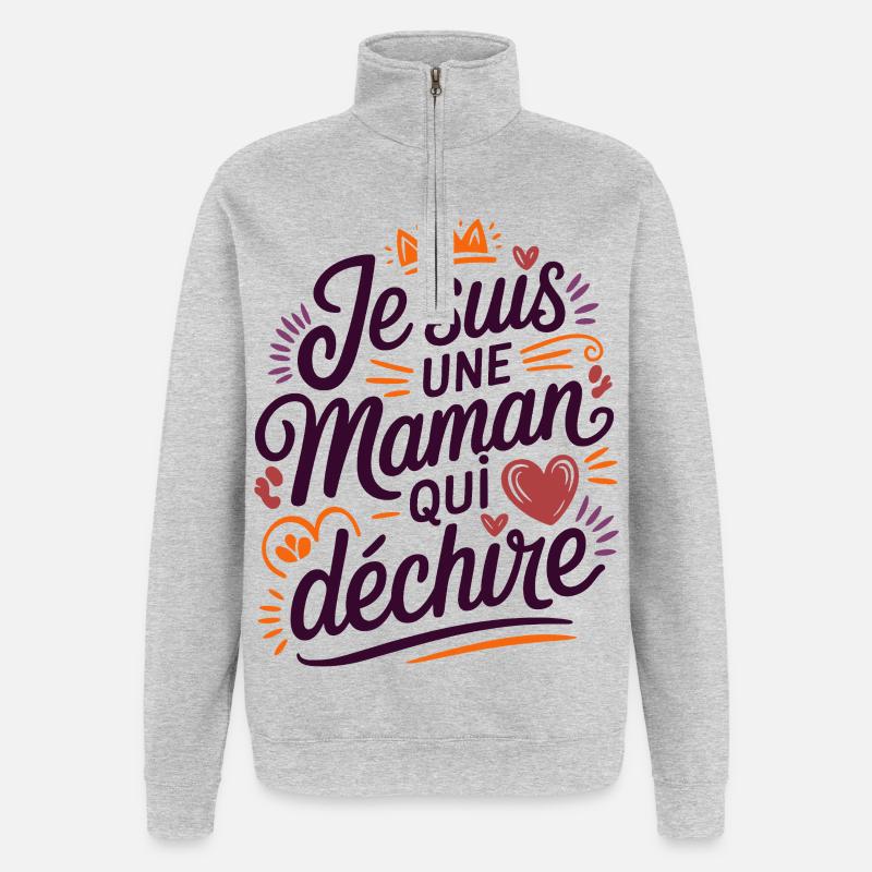 Ich bin eine Killer-Mutter - Quarter-Zip-Sweatshirt - Grau meliert