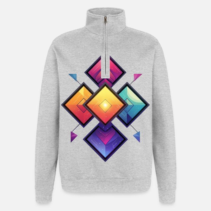 Regenbogen Diamant Kaleido - Quarter-Zip-Sweatshirt - Grau meliert