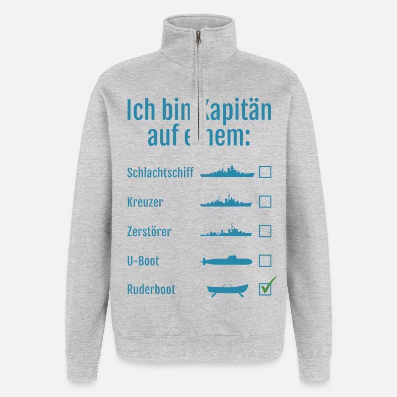 Capitaine sur un bateau à rames - Sweat à zip 1/4 - gris chiné