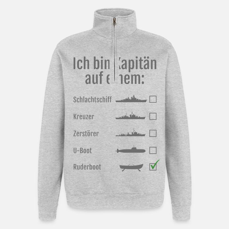 Je suis capitaine sur un... - Sweat à zip 1/4 - gris chiné
