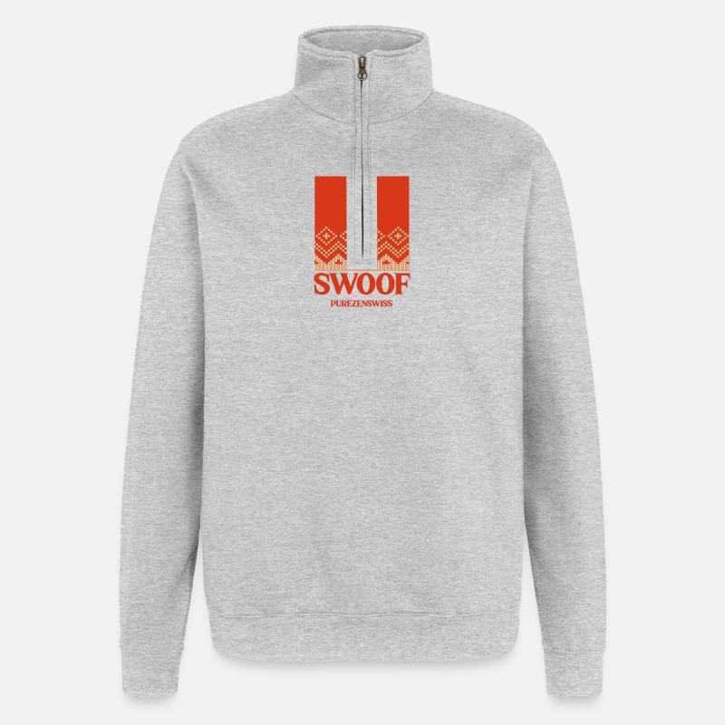 Nordic Knitting Pattern Red - Quarter-Zip Sweatshirt - heather grey