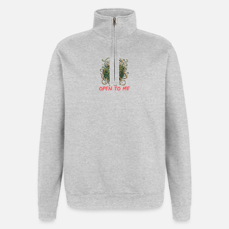 Coffre Vert Rubans et Ciseaux - Sweat à zip 1/4 - gris chiné