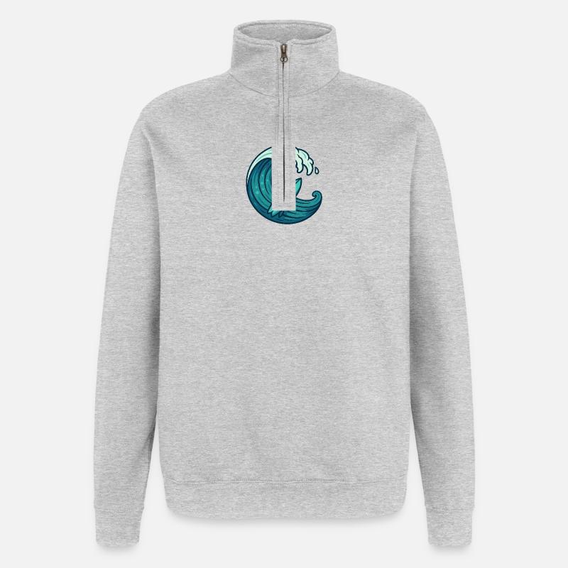Surf Wave – Retro Surfboard Design - Quarter-Zip Sweatshirt - heather grey