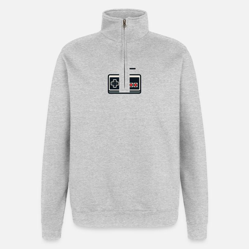 Retro NES Style Gamepad Outline - Quarter-Zip Sweatshirt - heather grey