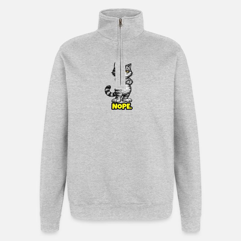 Nope. – Grumpy Katze (Chef Vibes) - Sweat à zip 1/4 - gris chiné