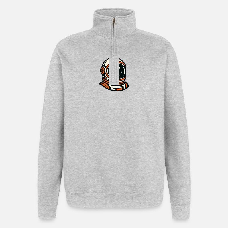 Astronaut am Nachthimmel - Quarter-Zip-Sweatshirt - Grau meliert