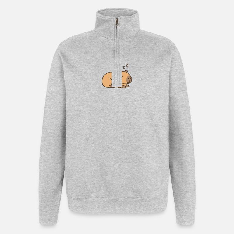 Sleeping capybara - Quarter-Zip Sweatshirt - heather grey