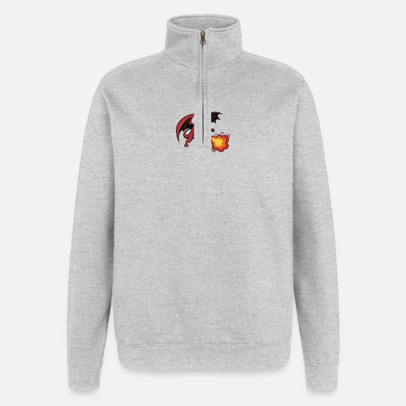 Red Dragon Fire Breath Design - Quarter-Zip Sweatshirt - heather grey