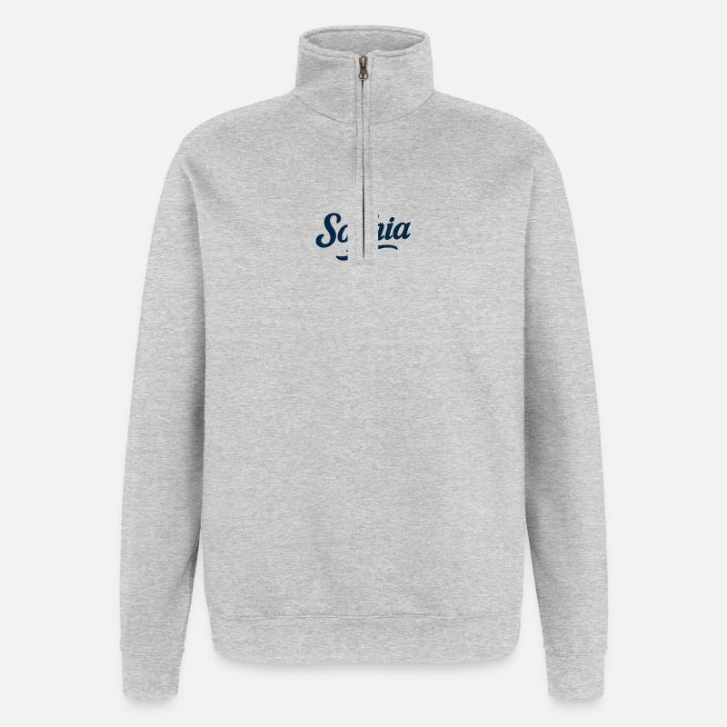 Abstraktes Wasserfarben Design - Quarter-Zip-Sweatshirt - Grau meliert