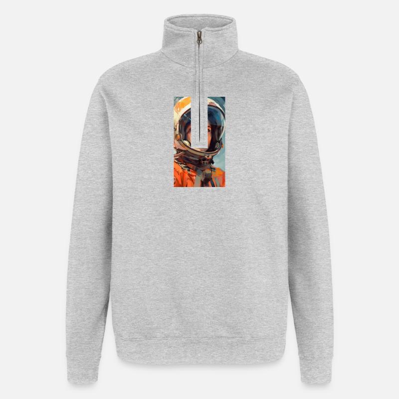 Fille de l’espace - Sweat à zip 1/4 - gris chiné
