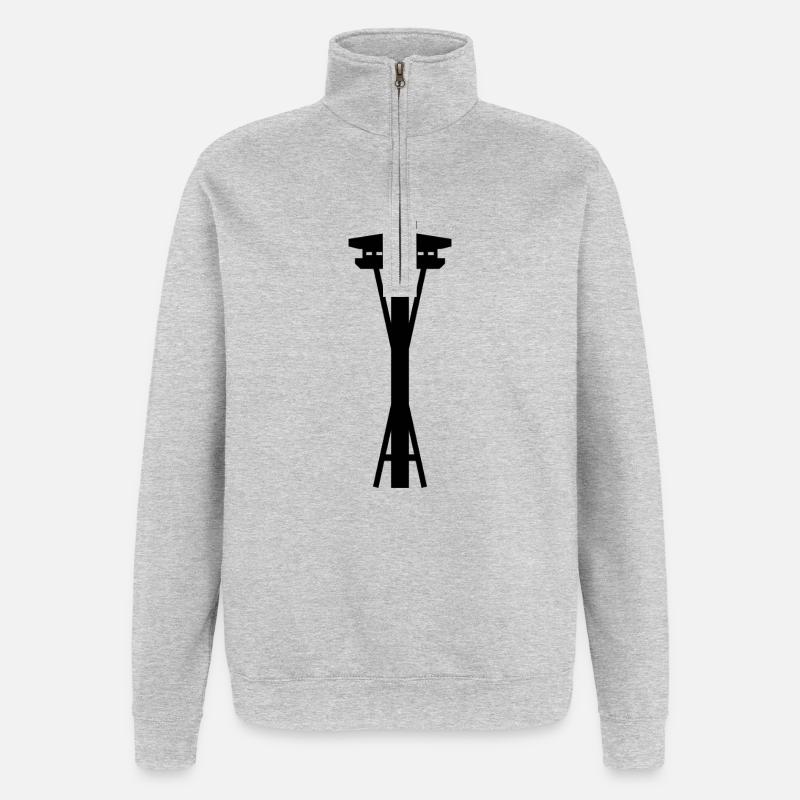 Aiguille spatiale - Sweat à zip 1/4 - gris chiné