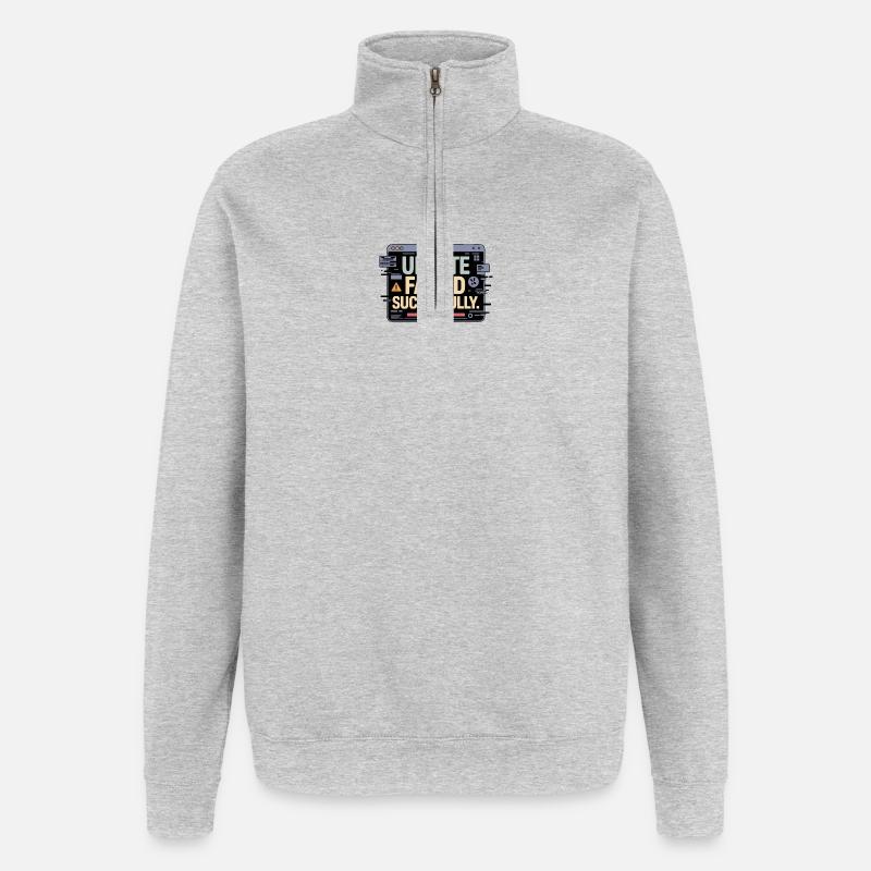 update-failed-successfully - Quarter-Zip-Sweatshirt - Grau meliert