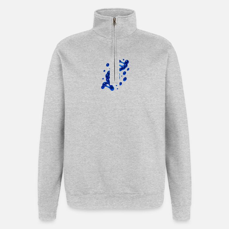 Molécule d’hélice d’ADN 3D Bleu - Sweat à zip 1/4 - gris chiné