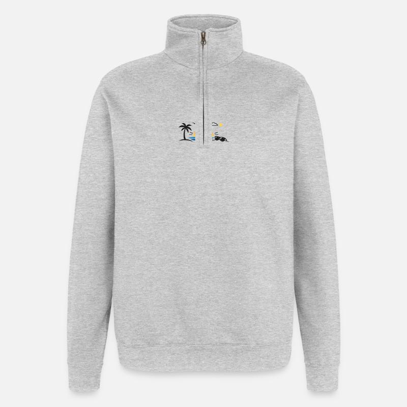 Sunset over palm tree beach - Quarter-Zip Sweatshirt - heather grey