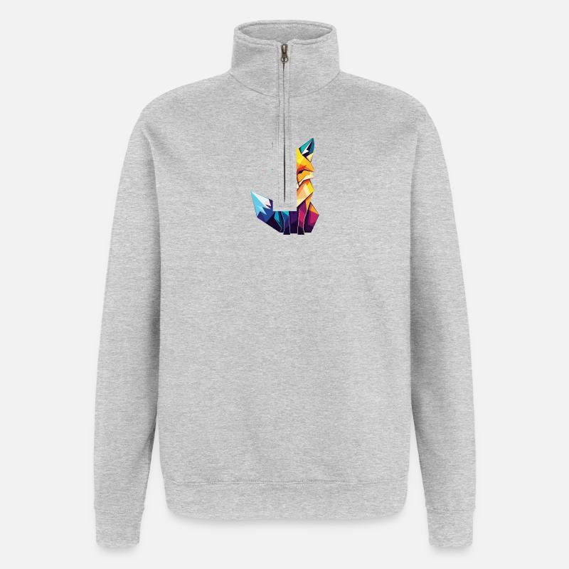 Fuchs - Quarter-Zip-Sweatshirt - Grau meliert