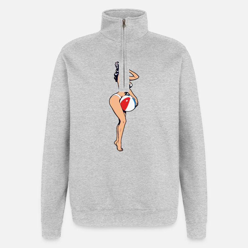 Empreinte de balle de plage pin-up - Sweat à zip 1/4 - gris chiné
