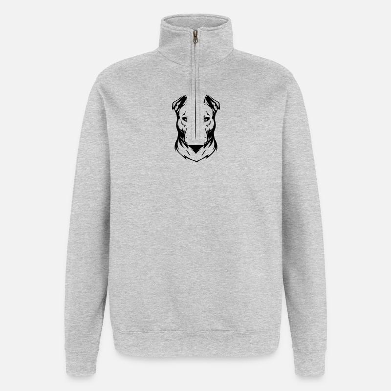 Pitbull Head Design Black - Sweat à zip 1/4 - gris chiné