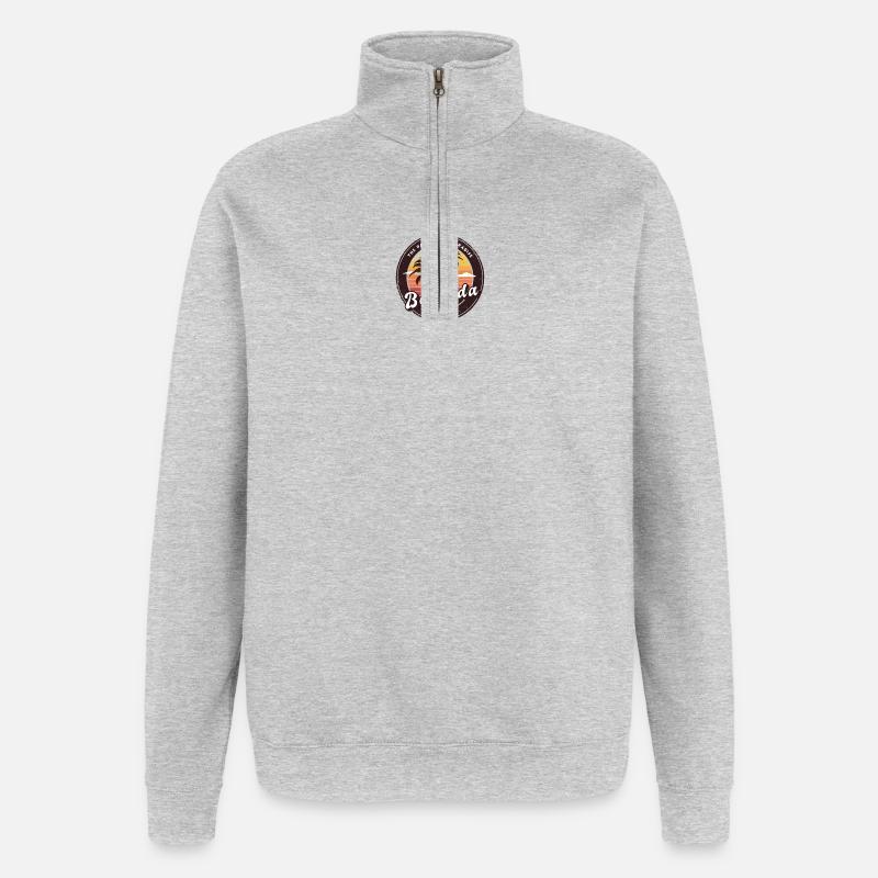 Design de palmier de Barbuda - Sweat à zip 1/4 - gris chiné