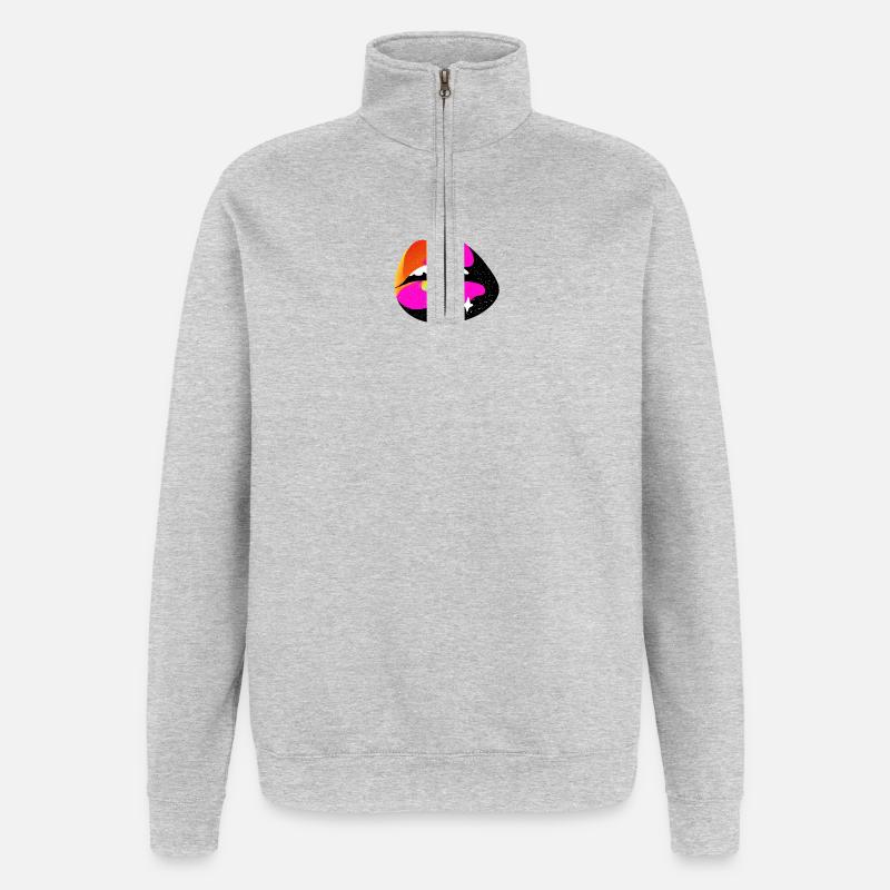 Regenbogen Lippe Pop Art - Quarter-Zip-Sweatshirt - Grau meliert
