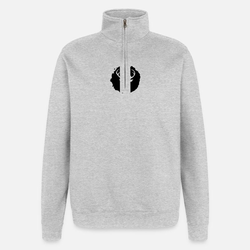 Hirsch Patch - Quarter-Zip-Sweatshirt - Grau meliert