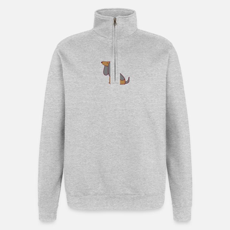 Chien - Sweat à zip 1/4 - gris chiné