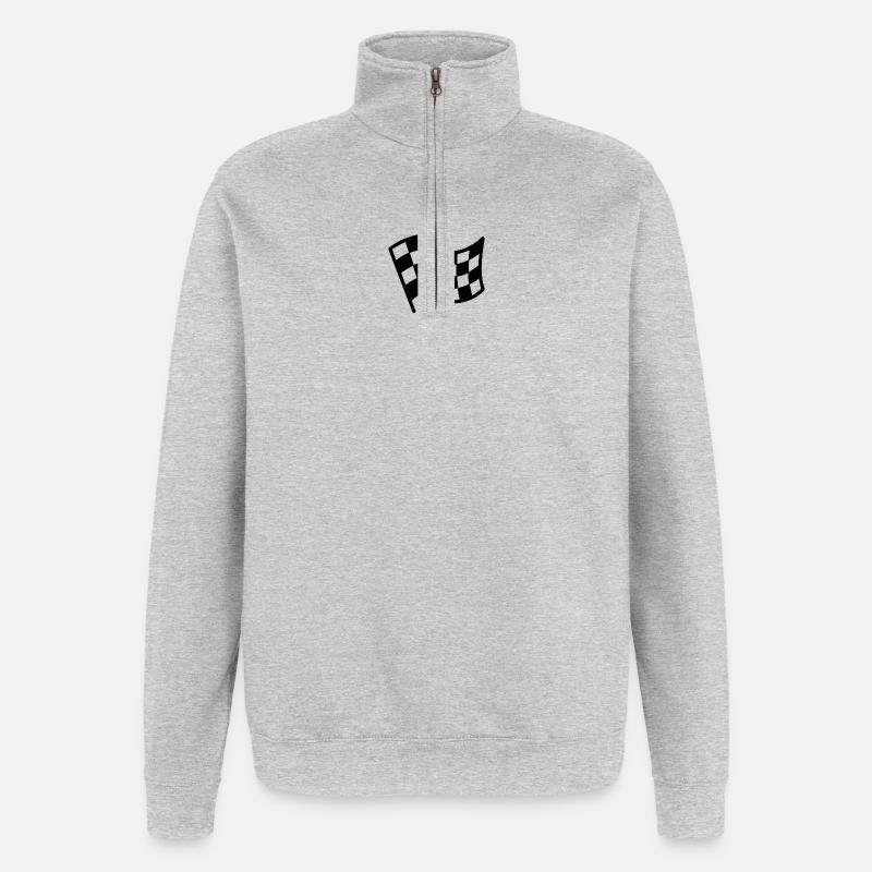 Drapeau damier course automobile - Sweat à zip 1/4 - gris chiné