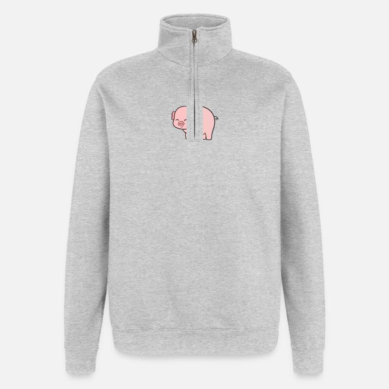 Cochons Cochons - Sweat à zip 1/4 - gris chiné