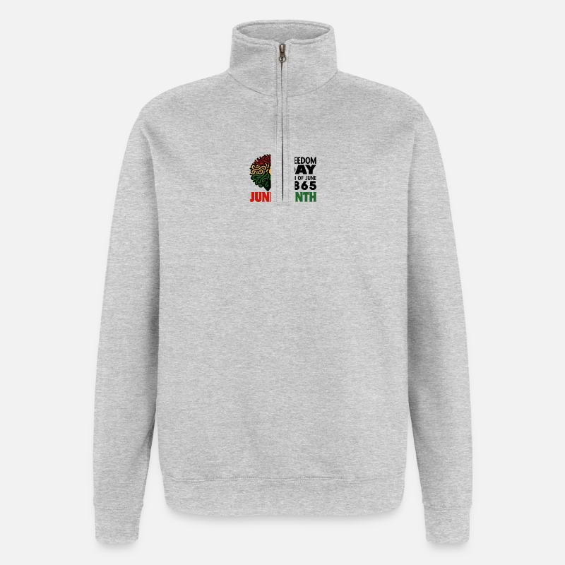 Juneteenth - Sweat à zip 1/4 - gris chiné