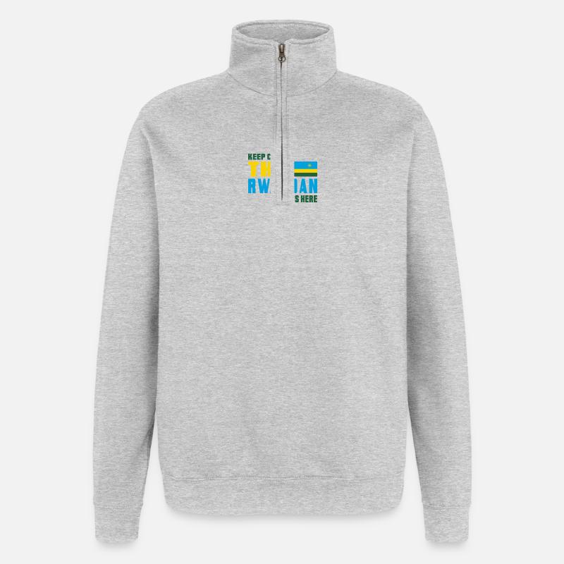 Keep Calm Ruanda Flaggen Design - Quarter-Zip-Sweatshirt - Grau meliert