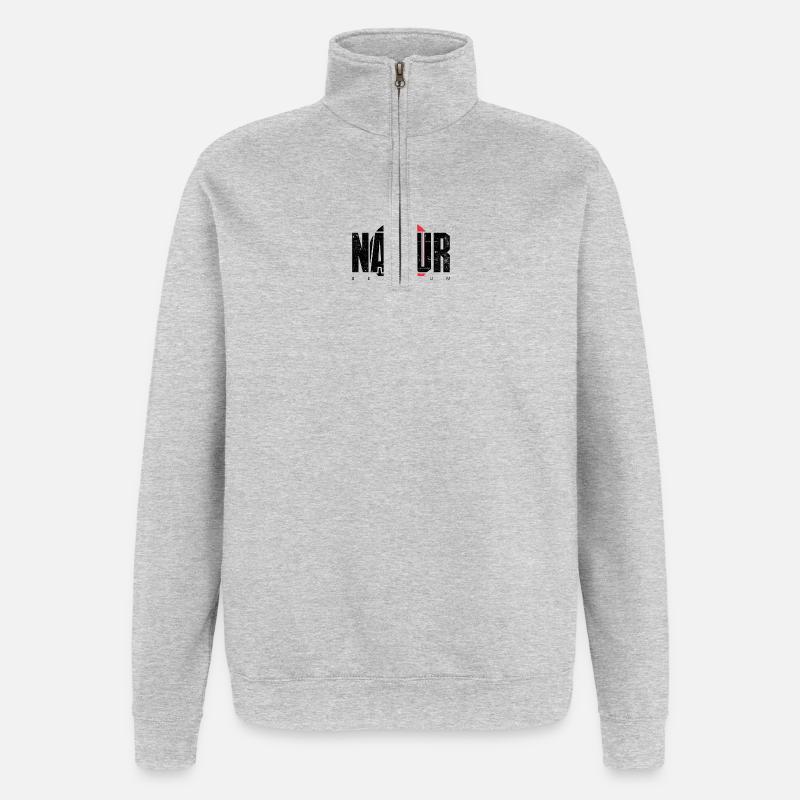 M Emblem in Warm Circular Geometry - Quarter-Zip Sweatshirt - heather grey