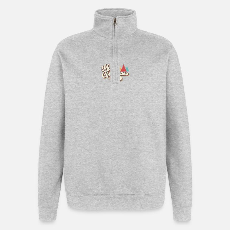Retro Merry Christmas Rainbow Script - Quarter-Zip Sweatshirt - heather grey
