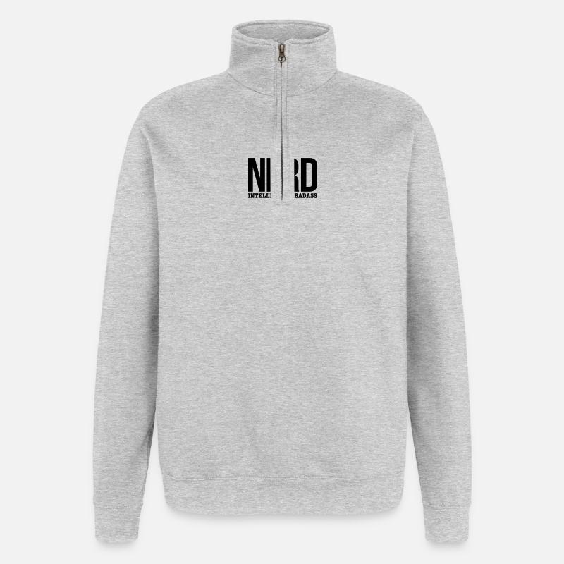 nerd - Sweat à zip 1/4 - gris chiné