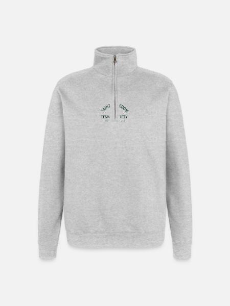Saint Boredom - Tennis Society - Quarter-Zip Sweatshirt - heather grey