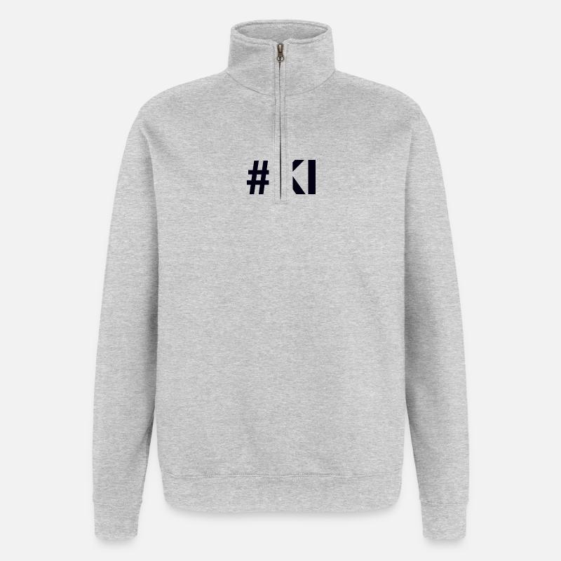 KI künstliche Intelligenz Artificial Intelligence - Quarter-Zip-Sweatshirt - Grau meliert