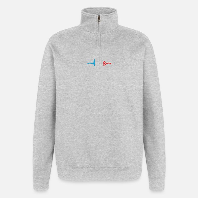 Herzliche Liebesbotschaft in Bunt - Quarter-Zip-Sweatshirt - Grau meliert