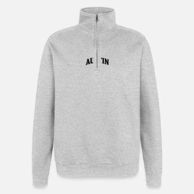 AUSTIN Arc Schriftzug Print - Quarter-Zip-Sweatshirt - Grau meliert