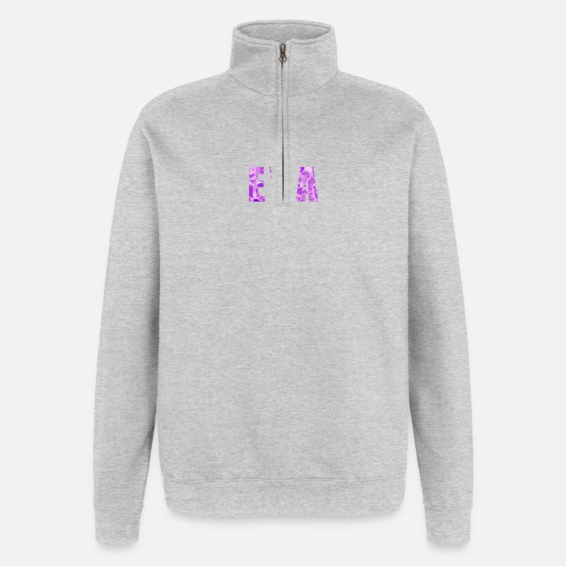 V violet vortex design abstrait - Sweat à zip 1/4 - gris chiné