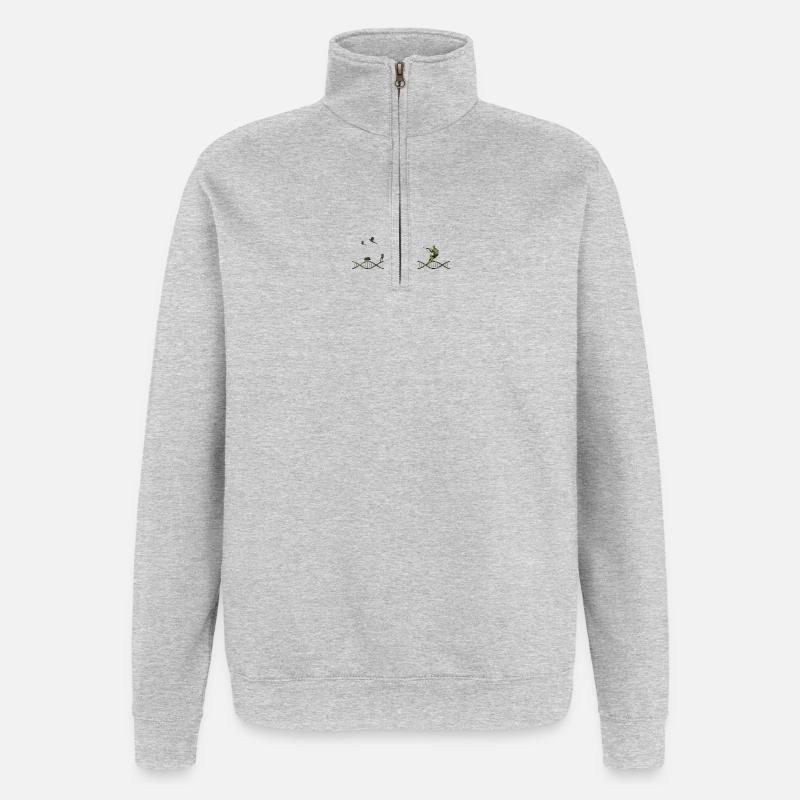 DNA Jagd Tarnmuster - Quarter-Zip-Sweatshirt - Grau meliert