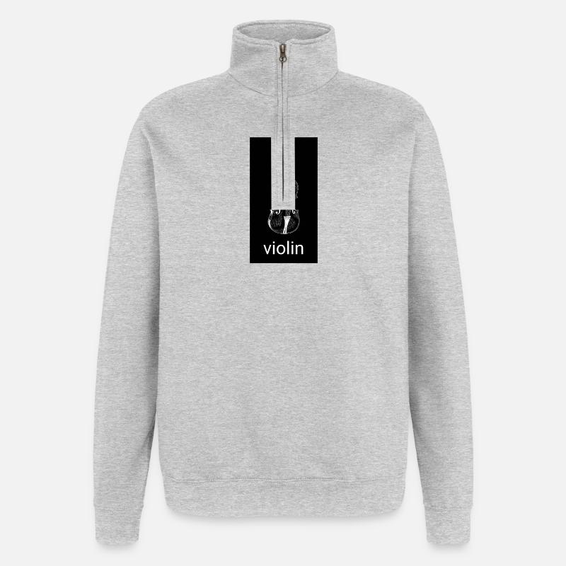 Schwarze Violine Silhouette - Quarter-Zip-Sweatshirt - Grau meliert
