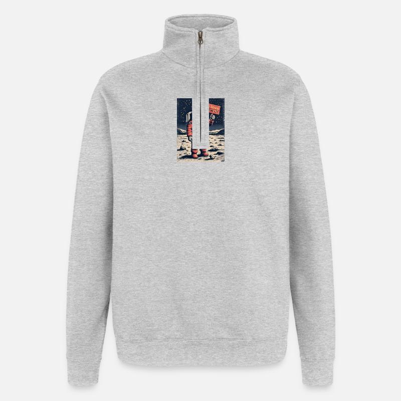Astronaut mit Botschaft - Quarter-Zip-Sweatshirt - Grau meliert