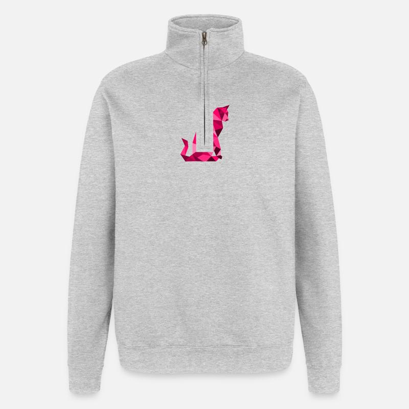 chat_lowpoly_Magenta - Quarter-Zip Sweatshirt - heather grey