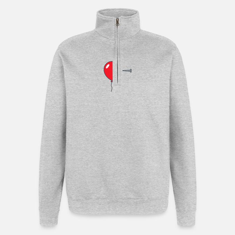 • « Éclatez le ballon – Conception graphique audacieuse - Sweat à zip 1/4 - gris chiné