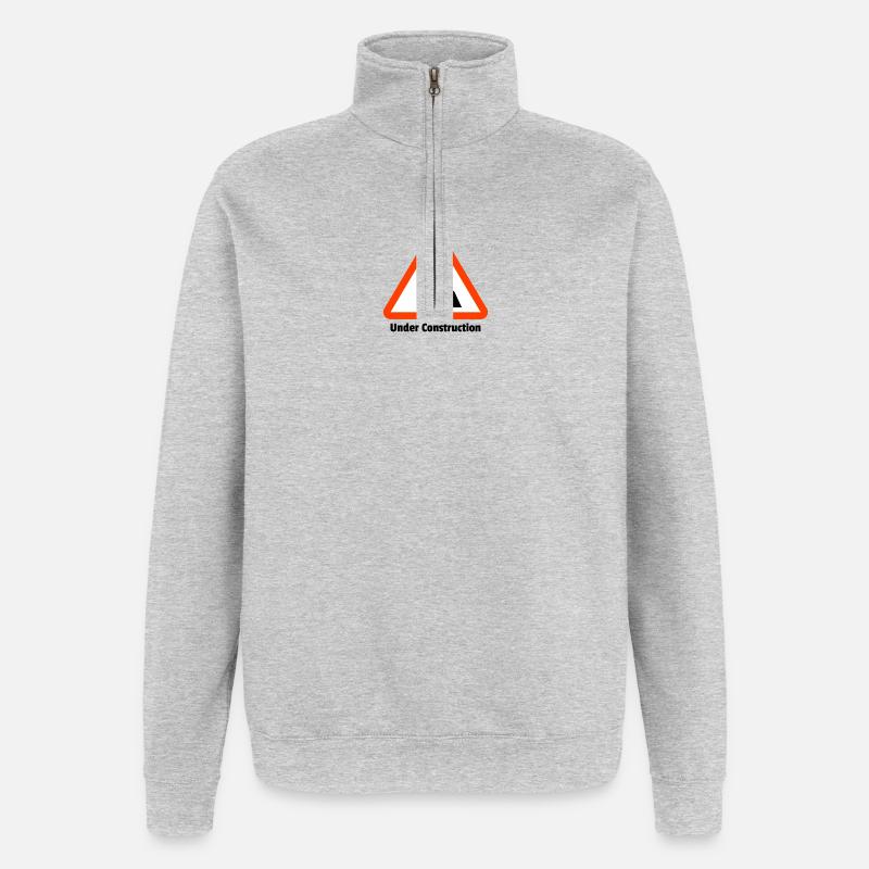 Baugrube Warnschild Illustration - Quarter-Zip-Sweatshirt - Grau meliert