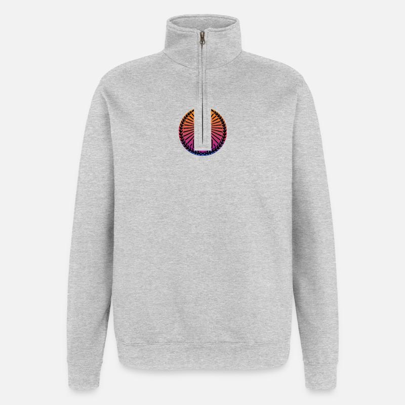Kreuz und Bibel Strahlenemblem - Quarter-Zip-Sweatshirt - Grau meliert